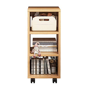 Generic Wood Book Cart Rolling Storage Organizer with Wheels Open Shelving Unit (Color: B)