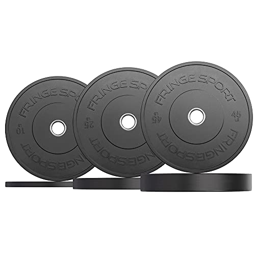 Fringe Sport Milspec Black Bumper Plate 160lb Weight Set for Weightlifting and Strength Training, Durable & Strong Olympic Weight Plates - Perfect for Small Gym Weight Set
