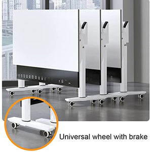 NaLoRa Foldable Computer Table with Modesty Panel, Storage Layer, Lockable Wheels - White 140x60x75cm