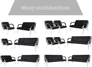 Kinfant Waiting Room Chairs Sofa Furniture - 5-Seat Office Guest Reception Chair with Armrest (Black - PU)