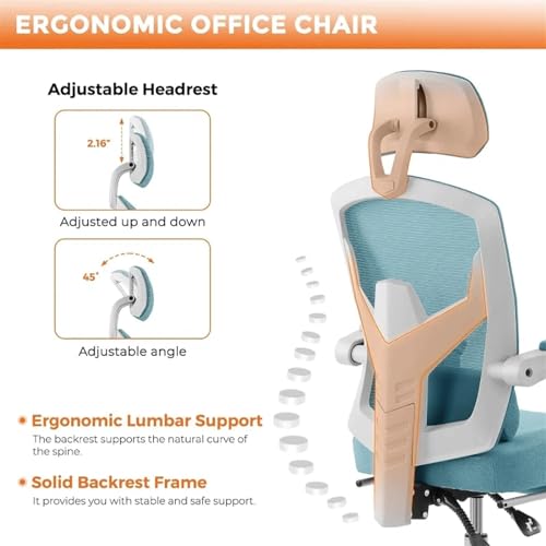 MADALIAN Reclining Office Chair with Foot Rest - High Back Computer Chair Mesh Home Office Desk Chairs with Wheels