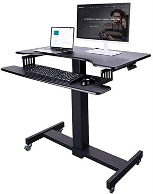 SMSOM Mobile Standing Desk with Sliding Keyboard Tray, Height Adjustable, Black