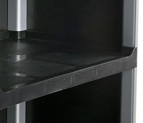 Displays2go 3-Shelf Utility Cart with Swivel Wheels, Enclosed Design, 2 Side Handles, Plastic & Aluminum (Black)