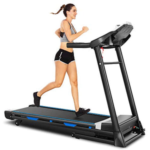 ANCHEER Folding Treadmill with Automatic Incline, 3.25HP, 300 lbs Weight Capacity, App Control, Electric Running Treadmills for Home with Large LCD Screen, Bluetooth Speakers