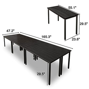 Bonzy Home 14ft Conference Table for 16 People, Modern Space-Saving Design, 6PCS, Black