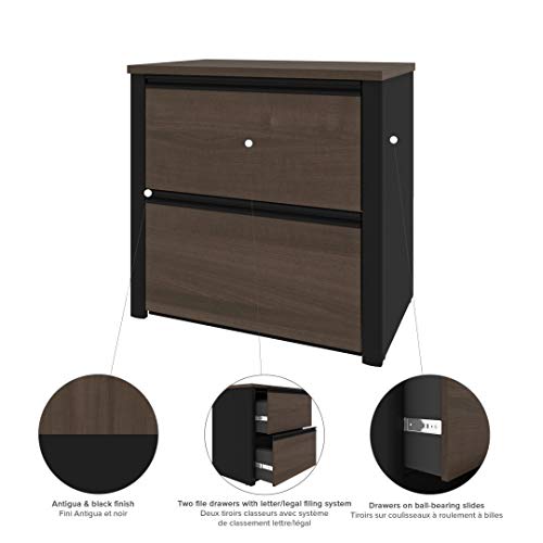 Bestar Connexion 5 Piece L Shaped Office Set in Antigua and Black