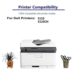 4-Pack (BK+C+Y+M) Compatible High Yield 310-7890+ 310-7892+ 310-7896+ 310-7894 Laser Printer Toner Cartridge Used for Dell 5110, 5110CN Printer