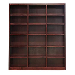Bowery Hill Traditional 84" Tall 18-Shelf Triple Wide Wood Bookcase Storage in Cherry