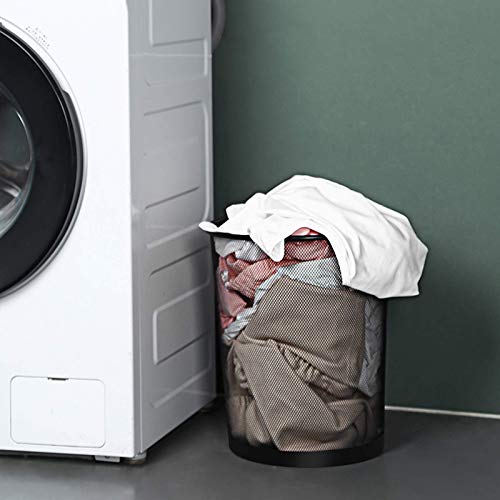 FMHCTN Trash can Waste Bin Round Mesh Wastebasket Recycling Bin Wrought Iron Hollow Trash Can Household Metal Without Cover Waste Basket for Office Bathroom Living Room Rubbish U
