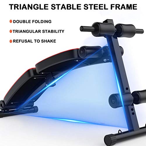 Professional Folding Sit Up Inclined Bench with Fitness Rods, for Abs Abdominal Bench Press Reverse Crunch Core Workout,Utility Bench, Home Gym Strength Training Fitness Equipment