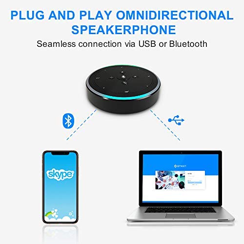 AI Voice-to-Text Speakerphone- eMeet Note N1 Smart WiFi/Bluetooth Speakerphone Conference Speaker Role-Based & Directional Recording 4 omnidirectional Microphones 360° Voice Pickup, skype Speakerphone