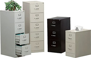 HON C&H Vertical File Cabinet - 25" Front-to-Back Filing - 4 Legal Drawers - Light Gray