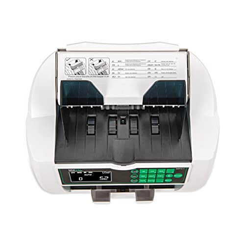MIXVAL MPC1 Money Counter Machine | Professional Grade w/Counterfeit Bill Detector | Single Denomination, Currency & Bill Counting | Fast & Accurate Cash Counter | Customer Screen Included