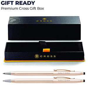 Gold Cross Pen Set | Engraved/Personalized Cross Classic 14 Karat Gold Plated Pen and Pencil Gift Set. Custom engraved in 1 business day