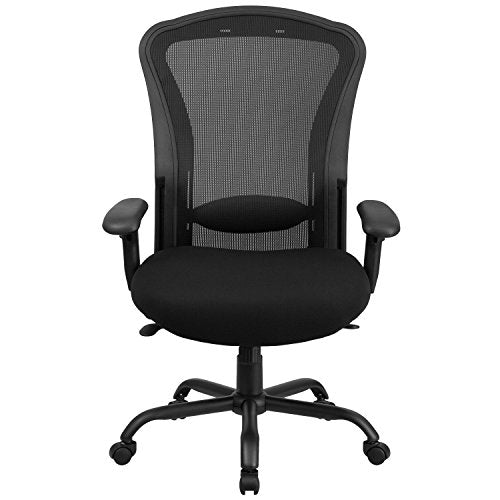 Flash Furniture HERCULES Series 24/7 Intensive Use Big & Tall 400 lb. Rated Black Mesh Multifunction Swivel Chair with Synchro-Tilt