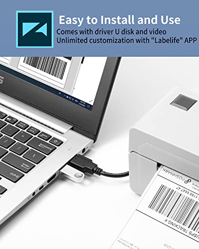 HD Thermal Shipping Label Printer for Shipping Packages - Mini Desktop Label Printers for Thermal Printer Labels - Thermal Label Printer for PC&MAC, 4x6 Shipping Label Printer for Small Business -Grey