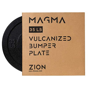 Zion Fitness Magma 2 Inch 35 Lb Crumb Bumper Plates Set Olympic Weight Plates Rubber Bumper Weight Plate Pair, Stainless Steel Inserts Strength Training Plates Weight Lifting Plates