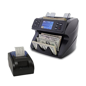 DETECK DT40P Printer and DT600 Bank Grade Money Counter Machine Mixed Denomination, Multi Currency Value Counting Money Machine, Serial Number, 2CIS/UV/IR/MG/MT Counterfeit Detection