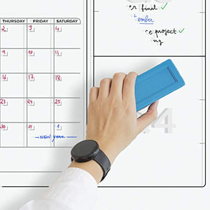 Giant Clear Acrylic Dry Erase Calendar Year Quarter Board For Wall 60 x 36 Inches With Mounting Hardware Silver Anchors, Acrylic Dry Erase Calendar, Jumbo Yearly Wall Calendar With 12 Months Undated