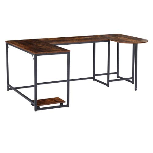 Home Office Computer Desk U-Shaped Computer Desk, Industrial Corner Writing Desk with CPU Stand, Gaming Table Workstation Desk for Home Office