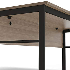 Linea Italia Urban L-Shaped Corner Home Office Easy to Assemble Modern Metal Computer Desk, Wood Top & Black Steel Frame, 60" x 60", Walnut