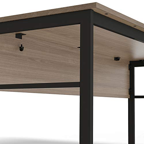 Linea Italia Urban L-Shaped Corner Home Office Easy to Assemble Modern Metal Computer Desk, Wood Top & Black Steel Frame, 60" x 60", Walnut
