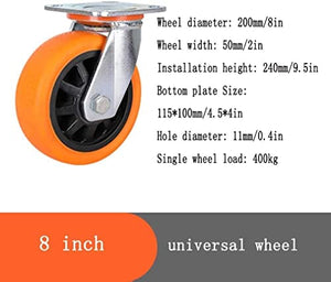 ROLTIN Heavy Duty Swivel Casters 200mm Galvanized Nylon Wheel - 2 Pack