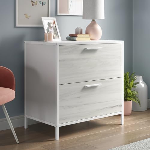 Sauder Boulevard Cafe 2-Drawer Lateral File Cabinet, White Finish, L: 30.24" x W: 18.5" x H: 29.92