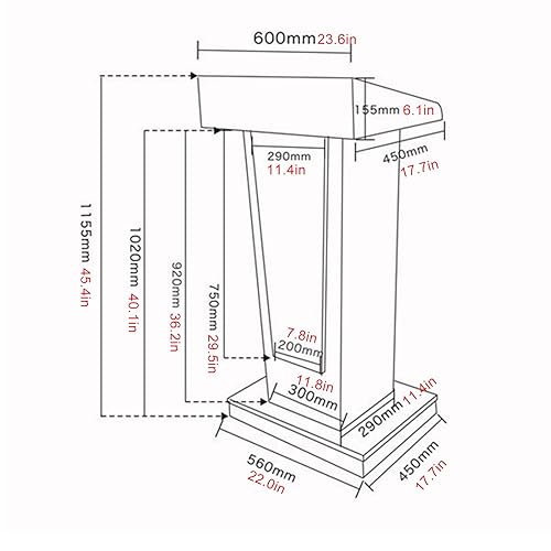 YUZES Wood Lectern Podium Stand with Storage Shelf