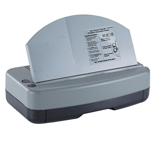 Officemate Electric 2-3 Hole Adjustable Eco-Punch, 30% Recycled, Black/Gray/Green
