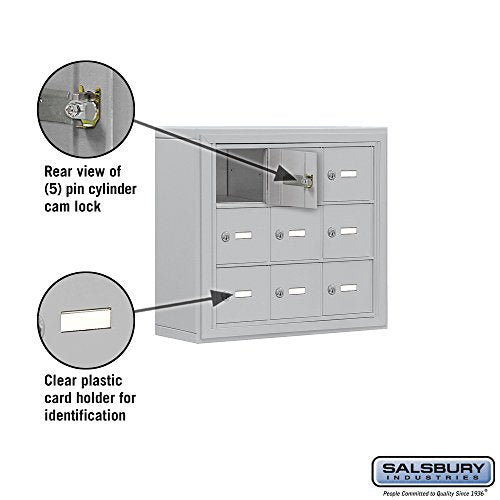 Salsbury Industries 19035-09ASK Cell Phone-3 Unit Surface Mounted-Master Keyed Locks with 5-Inch Diameter Compartments, Aluminum