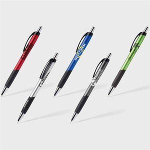 Custom Promotional Ballpoint Pens With Plunger Action, 250, 500, 1000, 5000 pack, With Grip Section,Text, Logo with Name, Black Ink Writing Pens in Bulk, Red (Roadster Red, 250)