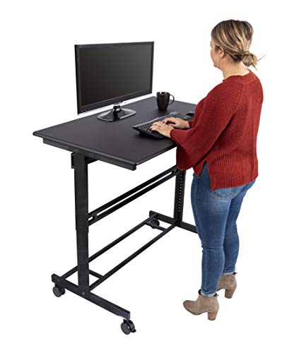 Stand Up Desk Store Rolling Adjustable Height Standing Desk Computer Workstation (Black, 48" Wide)