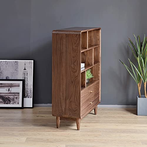 TOMYEUS Floor-to-Ceiling Book Shelf Low Bookcase Storage Display - Walnut