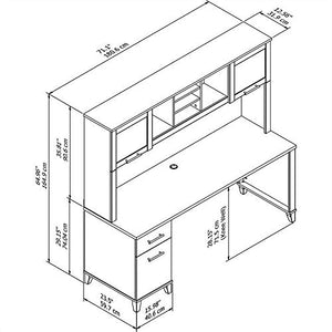 GodSend Furniture 72W Office Desk with Hutch in Maple Cross-Home Office Furniture Sets-Computer Desk-Home Office desks-Desk with Drawers-Storage Cabinet-Home Office Desk-Home Office Furniture Set