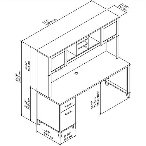 GodSend Furniture 72W Office Desk with Hutch in Maple Cross-Home Office Furniture Sets-Computer Desk-Home Office desks-Desk with Drawers-Storage Cabinet-Home Office Desk-Home Office Furniture Set