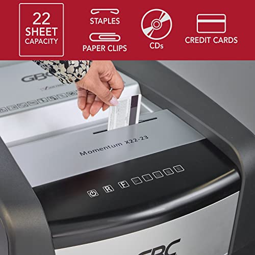 GBC Paper Shredder, 22 Sheet Capacity, Micro-Cut, P-4 Security, Anti-Jam - Momentum X22-23 (WSM177004)