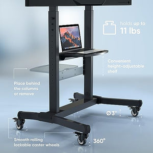 ONKRON Portable TV Stand on Wheels for 50-100 Inch Screens - Height Adjustable - Black