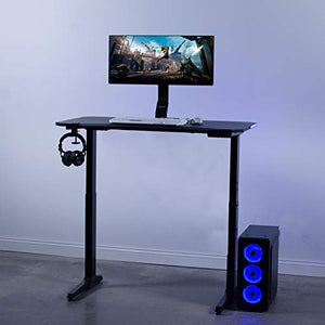 VIVO Black Electric 47 inch Height Adjustable Gaming Desk with Blue LED Lights, Ergonomic Home Office Computer Table Workstation, DESK-GME2B