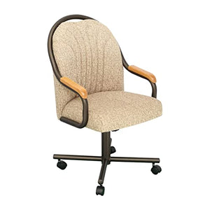 Caster Chair Company Swivel Tilt Caster Arm Chair in Wheat Tweed Fabric