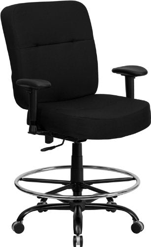 Flash Furniture HERCULES Series Big & Tall 400 lb. Rated Black Fabric Drafting Chair with Adjustable Arms