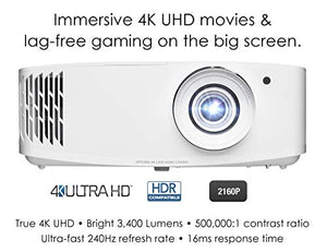 Optoma UHD50X True 4K UHD Projector for Movies & Gaming | 240Hz Refresh Rate | Lowest Input Lag | HDR10 & HLG Compatibility