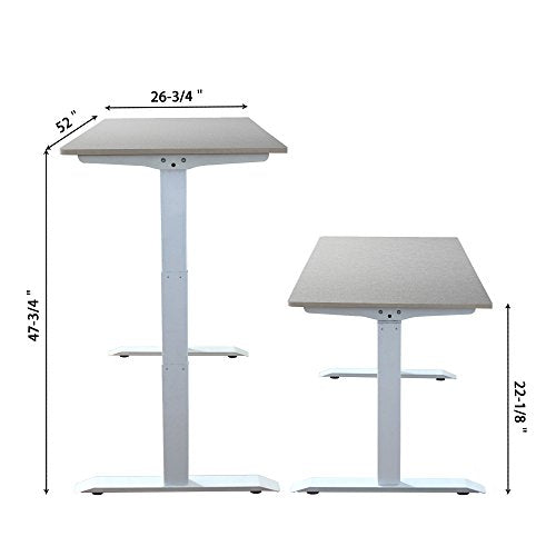Caesar Hardware A3-52A Ergonomic 52-in 3 Memory Buttons LED Electric Automatic Height Adjustable Sit to Stand Work Office Desk with White Legs, Off White Maple