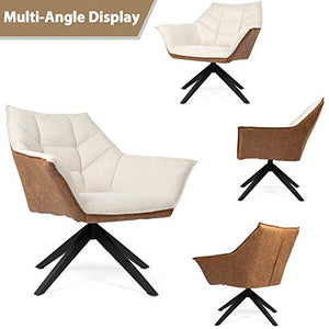 Accent Chairs Set of 2 for Bedroom Metal Legs with 360-Degree Swivel White Upholstered Computer Desk Chair for Small Spaces Home Office Living Room Bedroom Home Furnishings