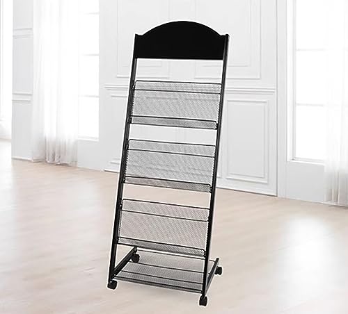 VimrOd Black Magazine Information Rack with Wheels