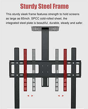 SSZY Rolling TV Cart Mobile TV Stand for 40-65 Inch Flat Screen, Black Heavy Duty Universal TV Floor Stand with 2 Storage & Wheels