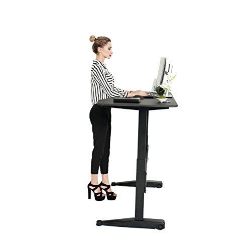 ApexDesk 47x27" Movable Sit/Standing Desk, Pneumatic Height Adjustable from 29" to 48" (47x27" Black Top, Black Frame)
