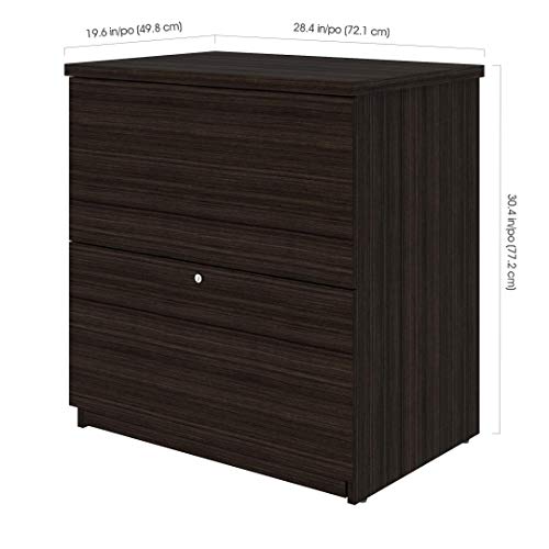 Bestar Ridgeley Executive Computer Desk with Hutch, Lateral File Cabinet, and Bookcase - Dark Chocolate
