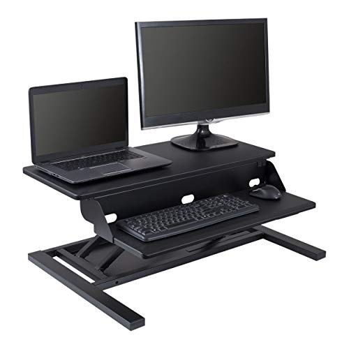 Stand Up Desk Store Power Pro Electric Adjustable Height Two Tier Standing Desk Converter (Black, 32" Wide)