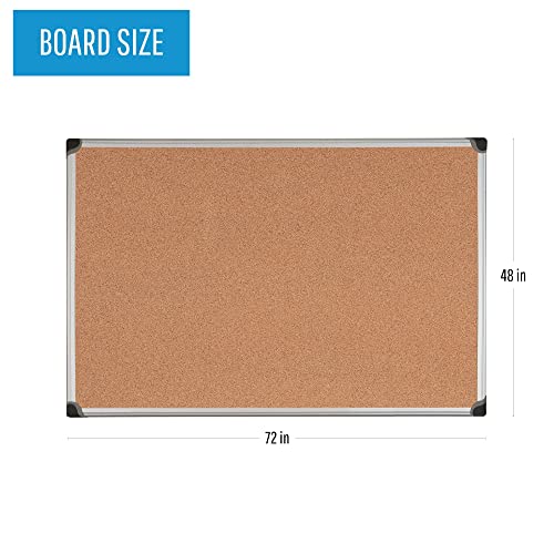 MasterVision Maya Series Self-Healing Cork Bulletin Board, Wall Mounting Push Pin Cork Board , 48" x 72", Aluminum Frame,Brown